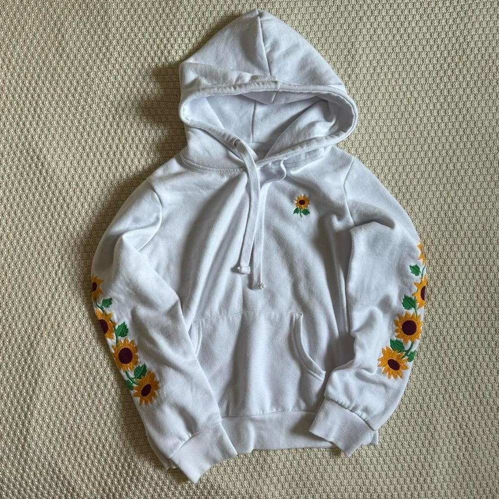 Reflex White Hoodie — Embroidered Detail